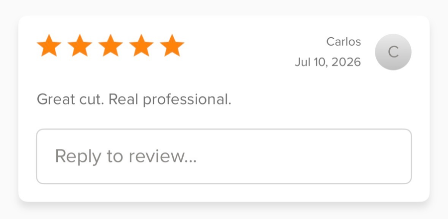 5-star review from Ramon S.: “Did an amazing job with cutting my two year old sons hair. Very patient and understanding. Will definitely be back.”